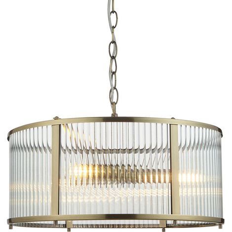 Endon Ridgeton Luminaire suspendu décoratif à 3 lumières, laiton antique