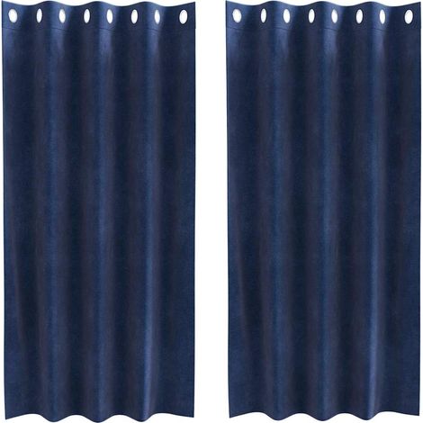 Rideaux occultants 2 pcs Bleu foncé 140 x 175 cm Velours