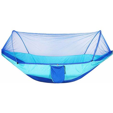 Self-Opening Single and Double Nylon Cloth Camping Hammock with Automatic Speed for Camping - Light Blue (1/5)