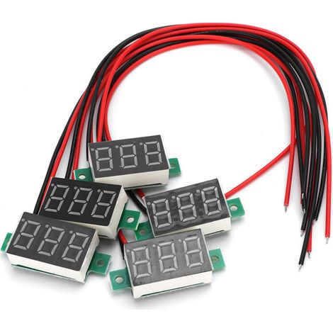 Voltmètre Numérique LED 0,36" 5 Pièces - Affichage Jaune DC 2 Fils pour Mesure de Tension (1/5)