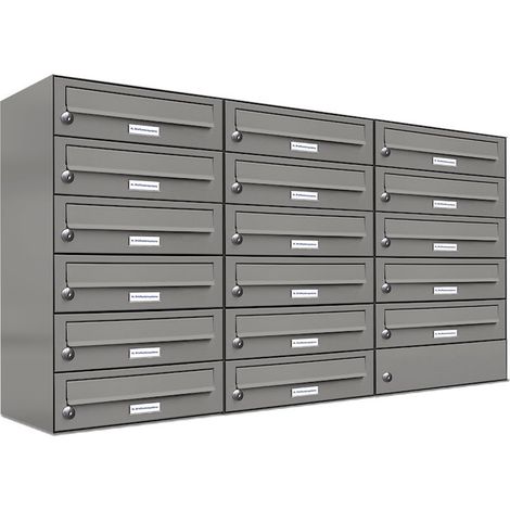 17er Premium Briefkasten Aluminiumgrau RAL Farbe 9007 für Außen Wand Postkasten 3x6 (1/5)