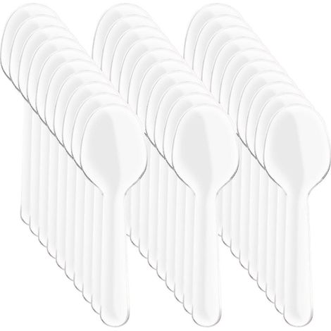 200 cuillères en plastique jetables, couverts en plastique, cuillères à café transparentes, ustensiles jetables compatibles (1/2)