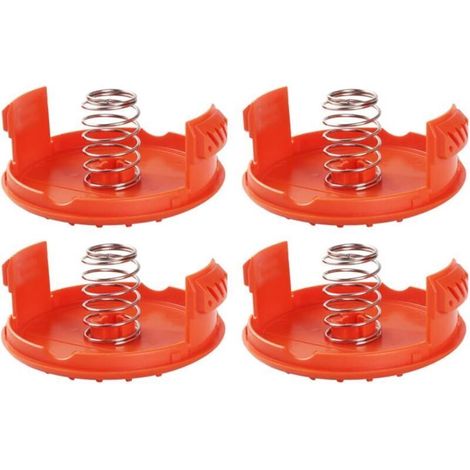 Lot de 4 cache-bobines et ressorts de rechange pour débroussailleuse Black et Decker RC-100 (1/4)