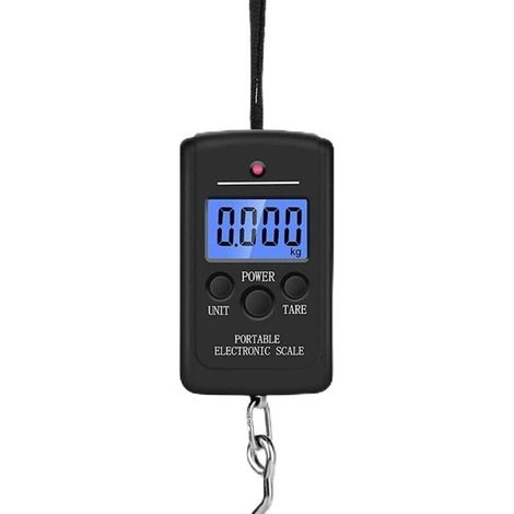 Tragbare tragbare Personenwaage mit LCD-Display, 40 kg, elektronische Waage, Handgepäck (schwarz) (1/5)