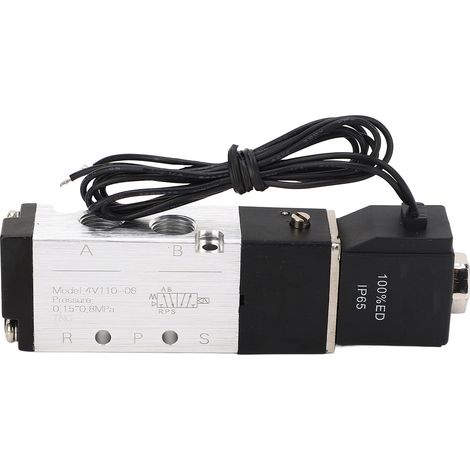 Électrovanne pneumatique avec fil, 2 positions, 5 voies, IP65, 0,15–0,8 MPa, 24 V CC (1/5)