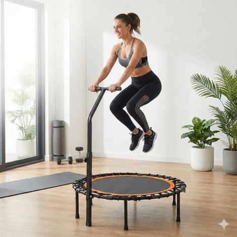 XTP006 Black and Orange Fitness Trampoline for Home Gym Schwarz-Oranges Fitness-Trampolin für Heimtrainingsraum