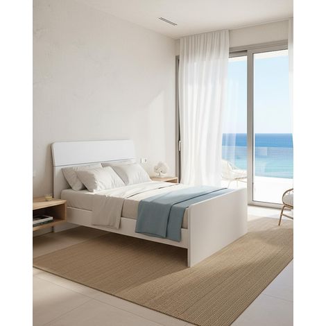 Letto Comby con fascioni e pediera - Letto una piazza e mezzo 127 x 197 - Struttura bianco - Rete e materasso esclusi (1/4)
