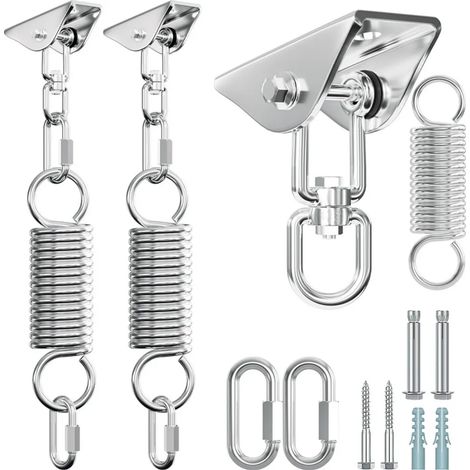 Crochets de plafond Jopassy pour suspensions de chaises, crochets ultra-résistants jusqu'à 400 kg, fixation plafond en acier inoxydable, crochets pour hamac, rotation à 360°, oscillation à 180° avec r (1/3)