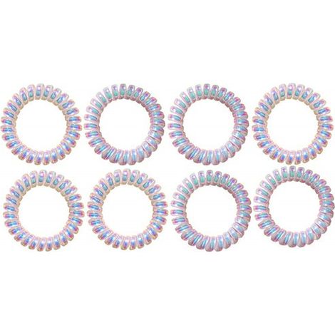Élastiques à cheveux spiralés colorés, pour cheveux épais, pour femmes, lot de 8 (1/5)