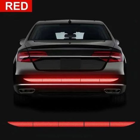 (arrière de voiture rouge) Bandes réfléchissantes pour moyeux de roue, poignées de porte, autocollant de sécurité, ruban de signalisation arrière, autocollant automobile, accessoire extérieur (1/4)