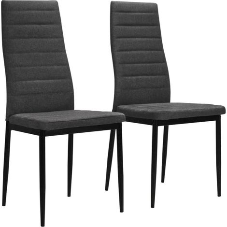 Chaise tissu gris foncé et pieds métal noir Karlane - Lot de 2 (1/5)