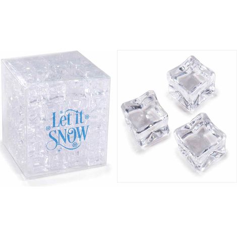 Glaçons artificiels transparents décoratifs en boîte, lot de 2, glaçon : 2 x 2 x H. 2 cm