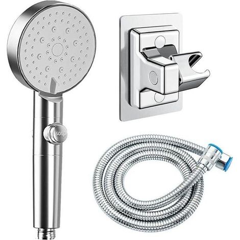 5 Mode Pommeau De Douche,Douchette à Main Set,Shower Head Economie Deau Avec Bouton Stop Haute Pression Plusieurs Jet (Argent)) (1/5)