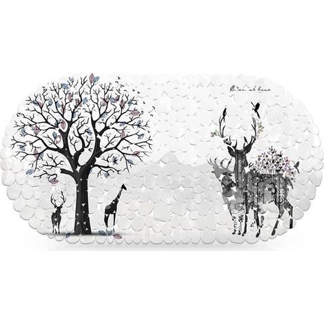 Non-slip bath mat, Elk Forest, non-slip bath mat, with suction cups, washable, L x W: 36 x 68 cm, green (1/5)