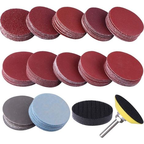 120 Pièces Disques Abrasifs 50mm Disques de Ponçage Grain 60 80 100 180 240 400 600 800 1000 1200 2000 3000 pour Meulage Fraisage Gravure (1/5)
