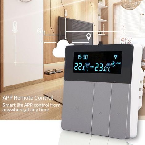 Trywise Thermostat Intelligent, Thermostat Programmable avec Contrôleur de Température Numérique à écran Couleur LCD pour Centre Commercial à Domicile (Gris) (1/4)
