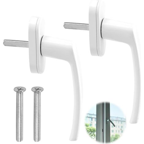 de Poignées Fenêtre en sans Clé Sécurité Interrupteur facile pour Fenêtres Portes Balcon et Maison Lot 2 Aluminium Blanches (1/4)