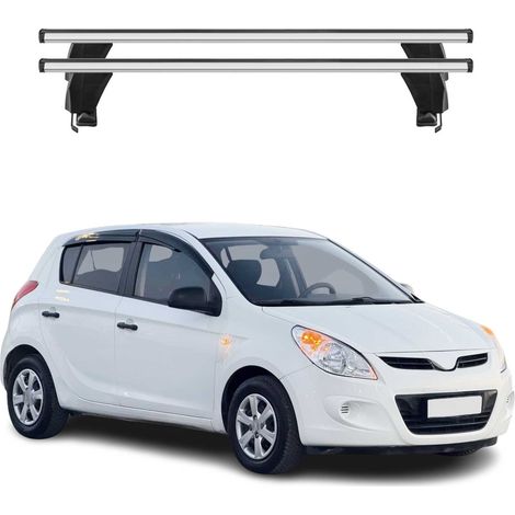 OMAC Dachträger Querträger Alu für Hyundai i20 I 2008-2014 – Abschließbar – T-Nut – City-Crash-getestet – Max. 50 kg Silber (1/5)