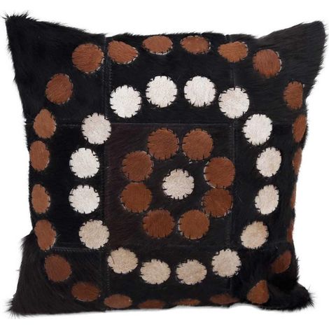 Coussin fait à la main en peau de vache 45x45 beige PRESTIGE 4 (1/3)