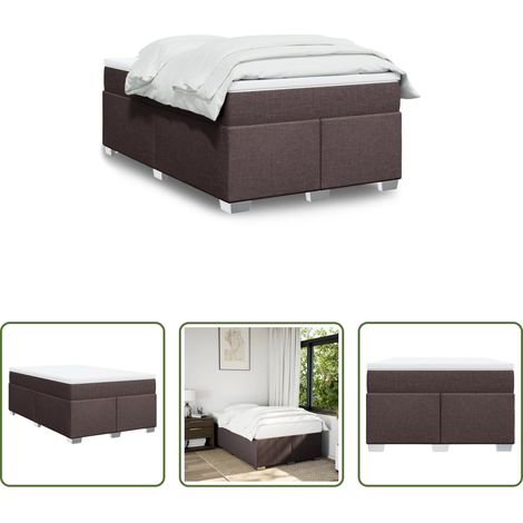 vidaXL Surmatelas - Sommier à lattes de lit et matelas marron foncé 120x190cm tissu (1/5)