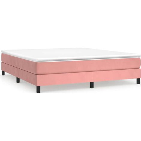 Maison Exclusive - Sommier à lattes de lit avec matelas Rose 180x200 cm Velours (1/5)