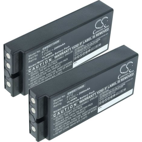 vhbw 2x Akku Ersatz für Danfoss 2303696, BT12 für Industrie-Funkfernsteuerung Fernbedienung (2000 mAh, 7,2 V, NiMH) - Schwarz
