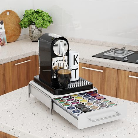 Porte Capsules de Café, Support de Rangement Capsule, Capacité 36 Capsules, Organisateur Distributeur Capsule de Café pour La Maison, Le Bureau - Blanc (1/5)
