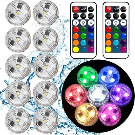 Bougie LED Submersible - IP68 Etanche - 13 Couleurs RVB avec Télécommande - Pour Vase Décoration Table Mariage Fête - Lot de 10