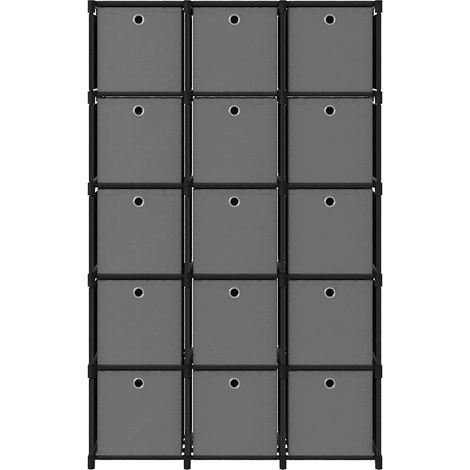 Maison Exclusive - Mobile con 15 Scatole a Cubo Nero 103x30x175,5 cm in Tessuto