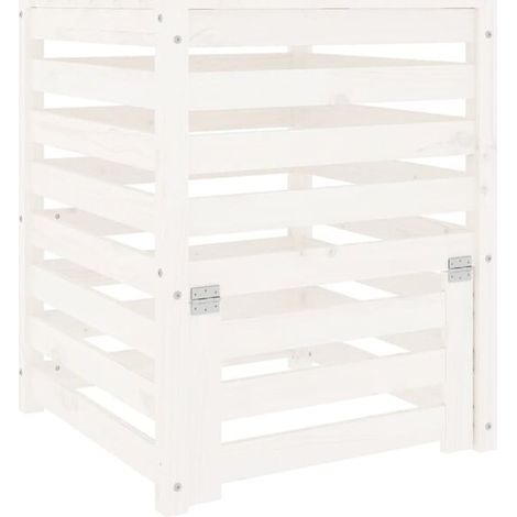Bac à compost blanc, dimensions 63,5 x 63,5 x 77,5 cm, en bois de pin massif. (1/5)
