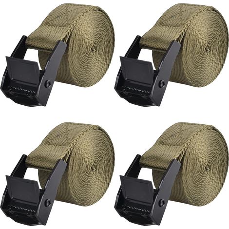 Sangle d'Arrimage 25 mm Sangle de Serrage 2 ou 4 Pièces Courroie à Boucle de Presse pour Moto Voiture Fixation Bagage (2 m, A - Vert - 4 Pièces) (1/5)