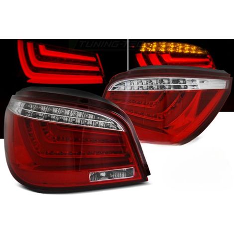 Paire feux arriere BMW serie 5 E60 LCI Berline 07-10 LED BAR Rouge blanc (1/5)