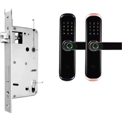 Serrure de porte intelligente Serrure de porte sans fil Tuya Wifi poignée d'empreintes digitales biométrique serrure intelligente étanche avec Code de carte-clé de sécurité ( Color : 22-240(7085) , Si (1/5)