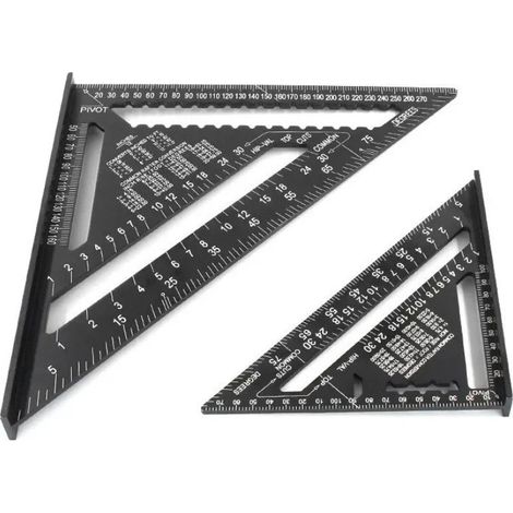 Règle triangulaire en alliage , Equerre Menuisier , Triangle Métal Aluminium Règle Équerre Trusquin Guide Raporteur Angle 45 90 Degres/Outillage Charpentier/Outil Traçage Guidage Menuiserie Bois (1/5)