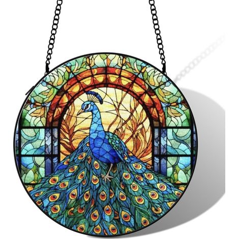 Vitrail papillon attrape-soleil 16 cm décoration fenêtre suspension raffinée cadeau grand-mère (1/5)