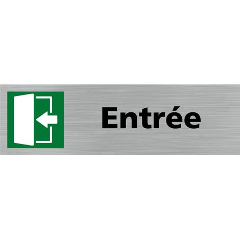 Pictogramme ENTREE A GAUCHE (Q0293).- Adhésif aspect aluminium brossé - (1/5)