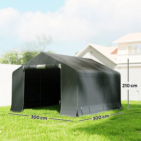 Abri de jardin portable, tente pour vélo, porte enroulable avec fermeture éclair, structure métallique, rangement polyvalent, gris foncé (1/5)