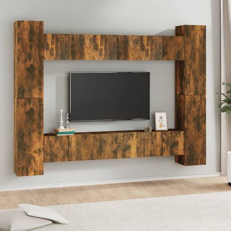 10-tlg. TV-Schrank-Set Räuchereiche Holzwerkstoff