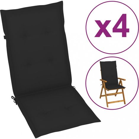 vidaXL Garden Highback Chair Cushions 4 pcs Black 120x50x3 cm Fabric (1/5)