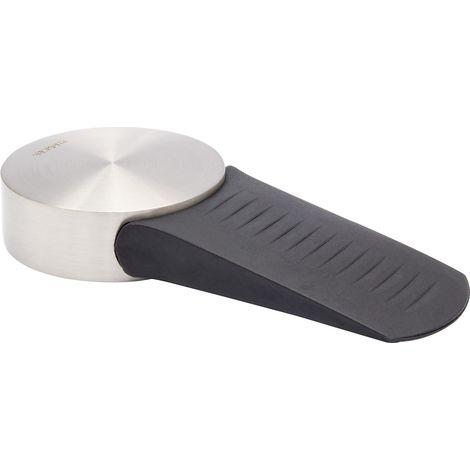 WAGNER Fermaporta AVVITARE o INCOLLARE - Diametro Ø 50 x 55 x 17 mm I Fermaporta/Cuneo a pavimento I Corpo in zinco pressofuso con effetto inox, protezione paracolpi in gomma termostatica - 15511611 (1/5)