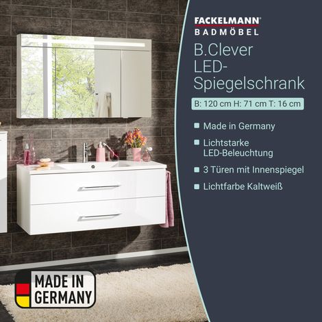 FACKELMANN B.clever Spiegelschrank 120cm - 3 Türen Korpusfarbe: (1/7)