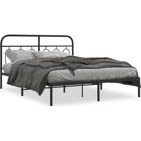 Maison Exclusive - Cadre de lit métal sans matelas avec tête de lit noir 150x200cm (1/5)
