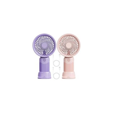 Tragbarer Ventilator, Mini-Handventilator mit USB-Aufladung und 3 Geschwindigkeitsstufen, Taschenventilator für Büro, Reisen, Strand, Camping (Pink, Lila) (1/5)