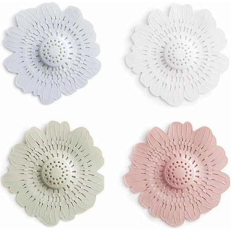 Lot de 4 grilles de vidange en silicone faciles à installer pour évier, filtre à cheveux, filtre pour évier de cuisine (1/4)