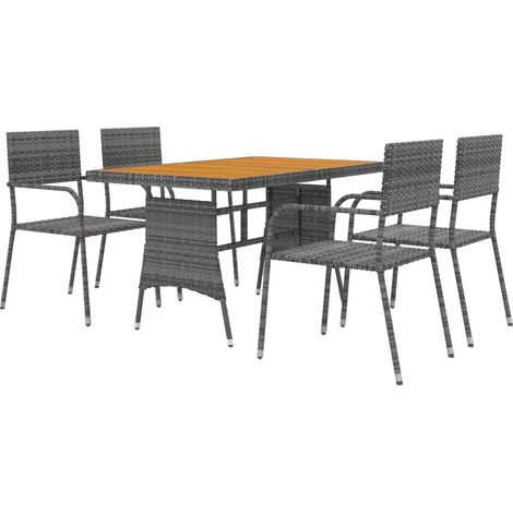 Muebles de comedor de exterior 5 piezas resina tejida gris 020014663 (1/5)