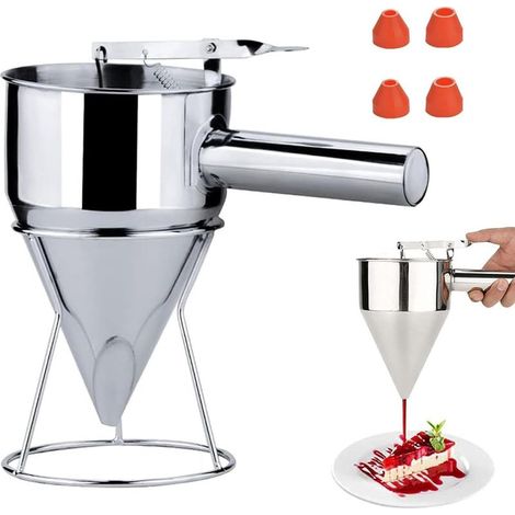 Entonnoir À Piston - Acier Inoxydable Alimentaire - Pour Pâtisserie Chocolat Sauce - 19 mm - 4 Orifices - 1 Pièce (1/5)