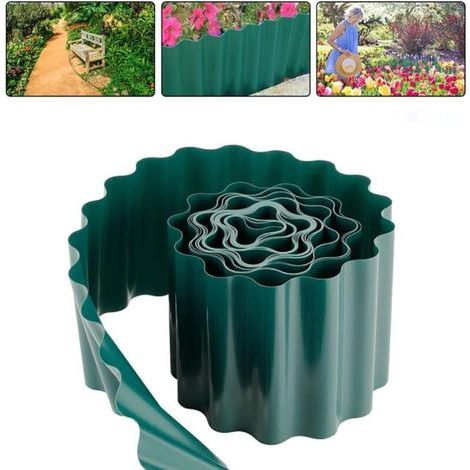 Bordure de pelouse en plastique, 1 rouleau 20 cm 9 m jardinage vert flexible bordure de pelouse de jardin en PVC bricolage clôture de jardin extérieure bordure de pelouse de jardin flexible (1/5)