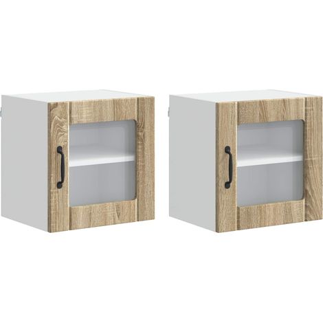 Maison Exclusive - Mobile in vetro da parete LUCCA 2 pcs Rovere Sonoma