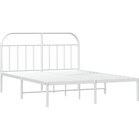 Cadre de lit métal sans matelas et tête de lit blanc 140x190 cm vidaXL (1/5)