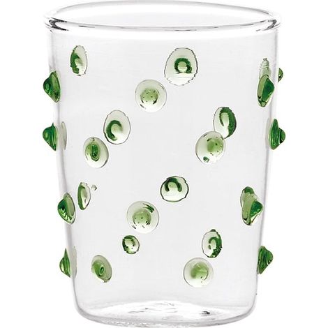 Zafferano Set 6 Bicchieri Party Tumbler Junior in Vetro Borosilicato Verde - Bicchierini decorati a pois per liquori, salse e tavole vivaci (1/2)